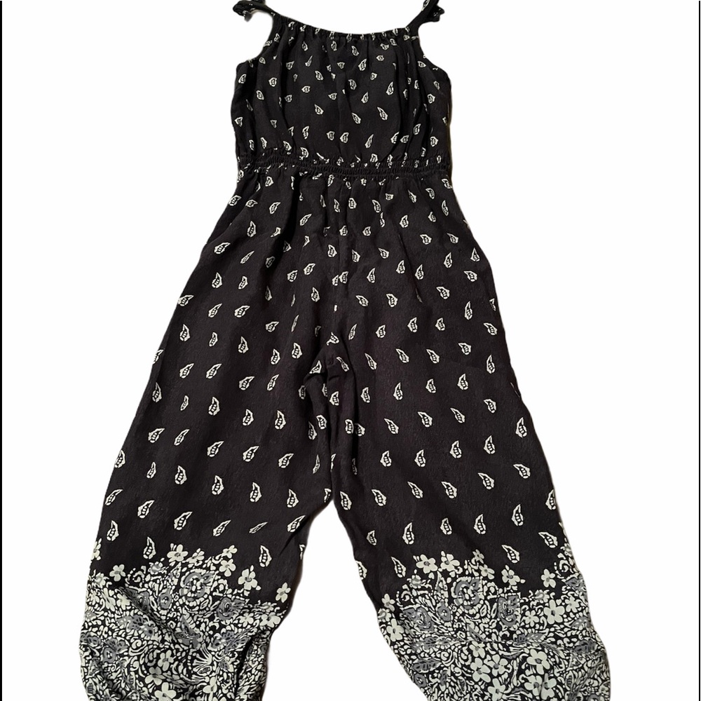 Blue Floral-print jumpsuit